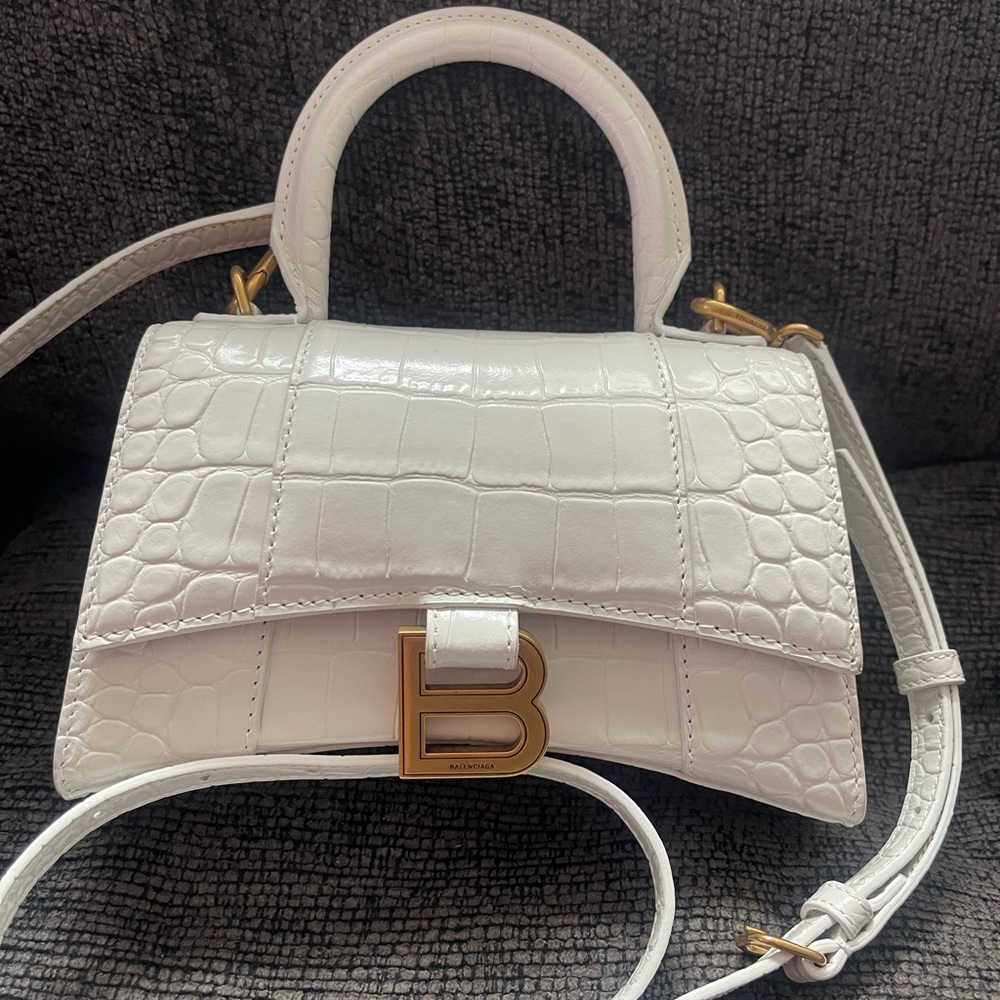 Balenciaga White Croc-Embossed Women's Bag